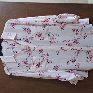 Women's Candies pink floral Blouse XXL fold up 3/4 sleeve